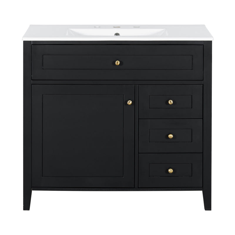 Bathroom Vanity With Sink, Cabinet With 3 Drawers And Adjustable Shelf