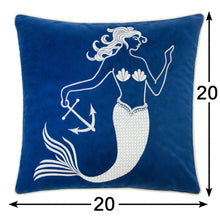 Load image into Gallery viewer, Liz Mermaid Pillow Cover With Matching Back And Hidden Zipper - Indigo
