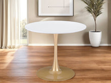 Load image into Gallery viewer, 35" Rounded Steel Pedestal Base Dining Table - Gold / White
