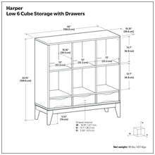 Load image into Gallery viewer, Harper - Low 6 Cube Storage With Drawers - Walnut Brown
