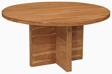 Load image into Gallery viewer, 60" Rounded Solid Wood Pedestal Base Dining Table - Natural
