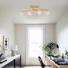 Load image into Gallery viewer, 6 Light Crystal Ceiling Light For Dining Room, Modern Ceiling Lamp With Light Fixture For Entryway, Lobby, Kitchen, Bedroom, Living Room, Conference Room, (6*G9 Bulbs Included)
