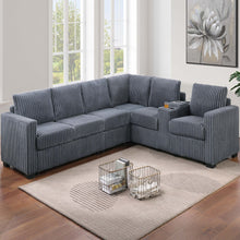 Load image into Gallery viewer, Modern Style L-Shape Sectional Set, USB Ports, Cup Holder
