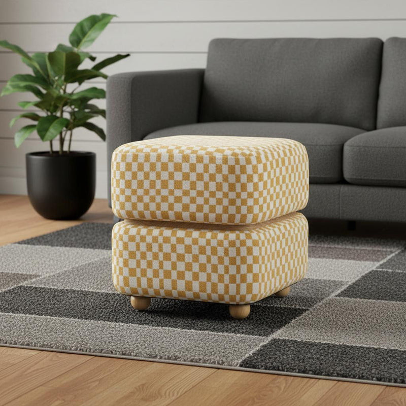 Fabric Ottoman - Yellow