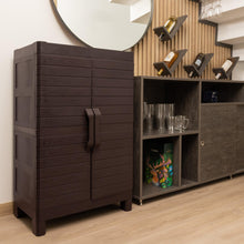 Load image into Gallery viewer, Plastic Square Accent Cabinet With Two Doors (738475) - Espresso
