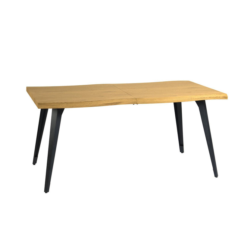 Wood And Steel Live Edge Dining Table - Natural And Black