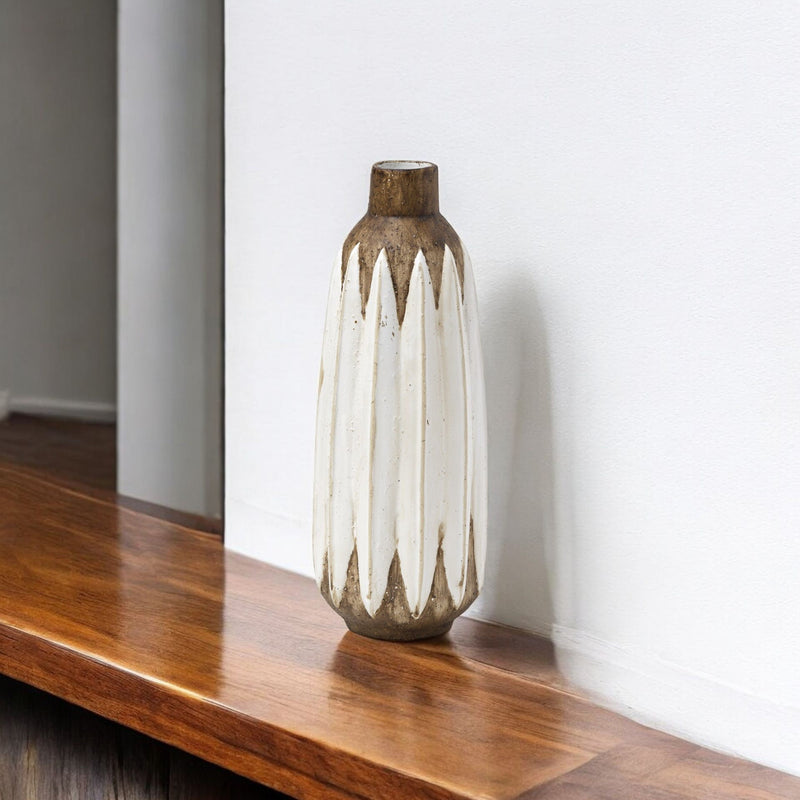 Abstract Cylinder Table Vase (397516) - Brown / White