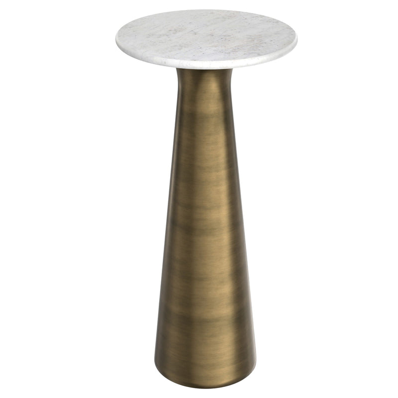 26" Metal Round End Table Trunk Storage - Antiqued Brass