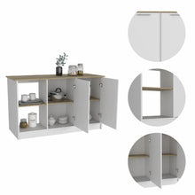 Load image into Gallery viewer, 59" Kitchen Island With Storage - Brown / White
