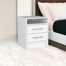 Load image into Gallery viewer, 15.7" x 14.7" x 19.9" Two Drawer Faux Wood Nightstand - White
