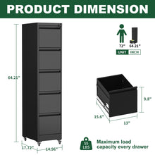 Load image into Gallery viewer, Drawer Metal Locking Vertical File Cabinet With Wheels Heavy Duty Lockable Storage

