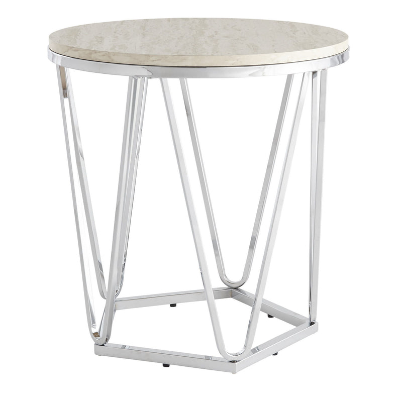 Manufactured Wood And Iron Round End Table - Silver