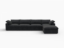 Load image into Gallery viewer, 160" 2 Piece Living Room Set Blend Modular Sofa With Ottoman Storage - Black
