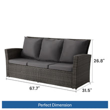 Load image into Gallery viewer, All-Weather Wicker 3 Seat Patio Sofa With Thick Cushions
