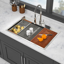 Load image into Gallery viewer, Topmount Drop In Kitchen Sink, Double Bowl Stainless Steel - Brushed Nickel
