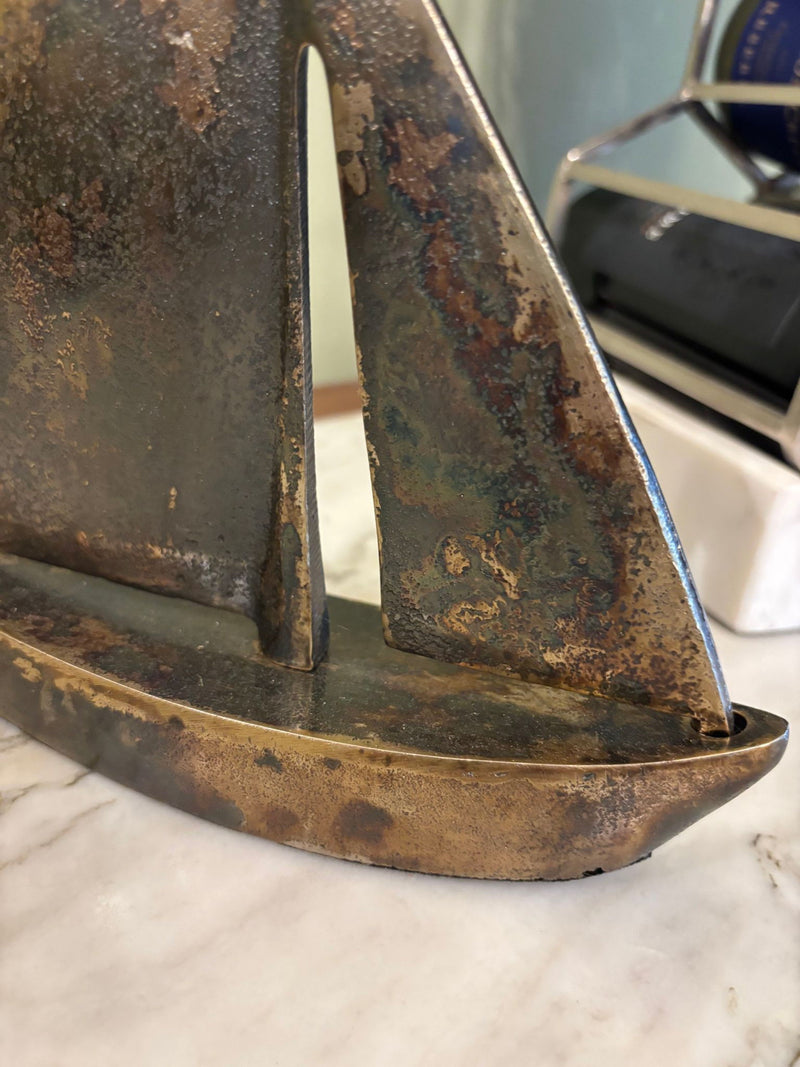 Decorative Sailboat Tabletop Sculpture - Rust