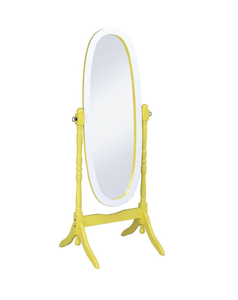 59" Oval Solid Wood Framed Freestanding Cheval Mirror - Yellow