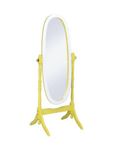 Load image into Gallery viewer, 59" Oval Solid Wood Framed Freestanding Cheval Mirror - Yellow
