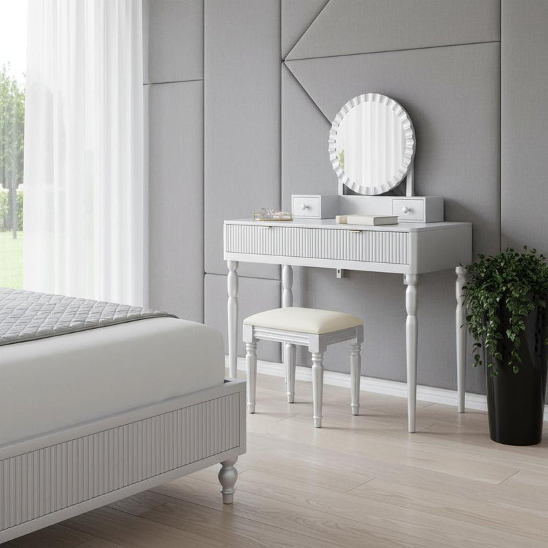 39" Vanity Two Drawer Dresser - Silver