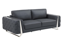 Load image into Gallery viewer, Italian Leather Sofa - Gray / Silver
