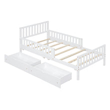 Load image into Gallery viewer, Platform Bed With Guardrails On Both Sides And 2 Storage Drawers
