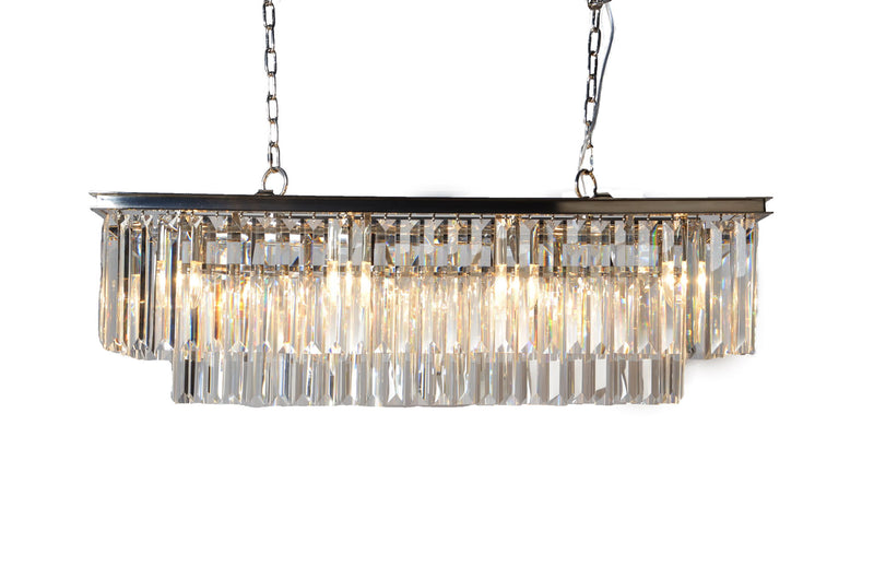 Unique Statement Eight Light Metal Crystal Glass Chandelier With Shades - Black