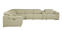 Load image into Gallery viewer, Italian Leather Power Reclining U Shaped Eight Piece Corner Sectional With Console - Beige
