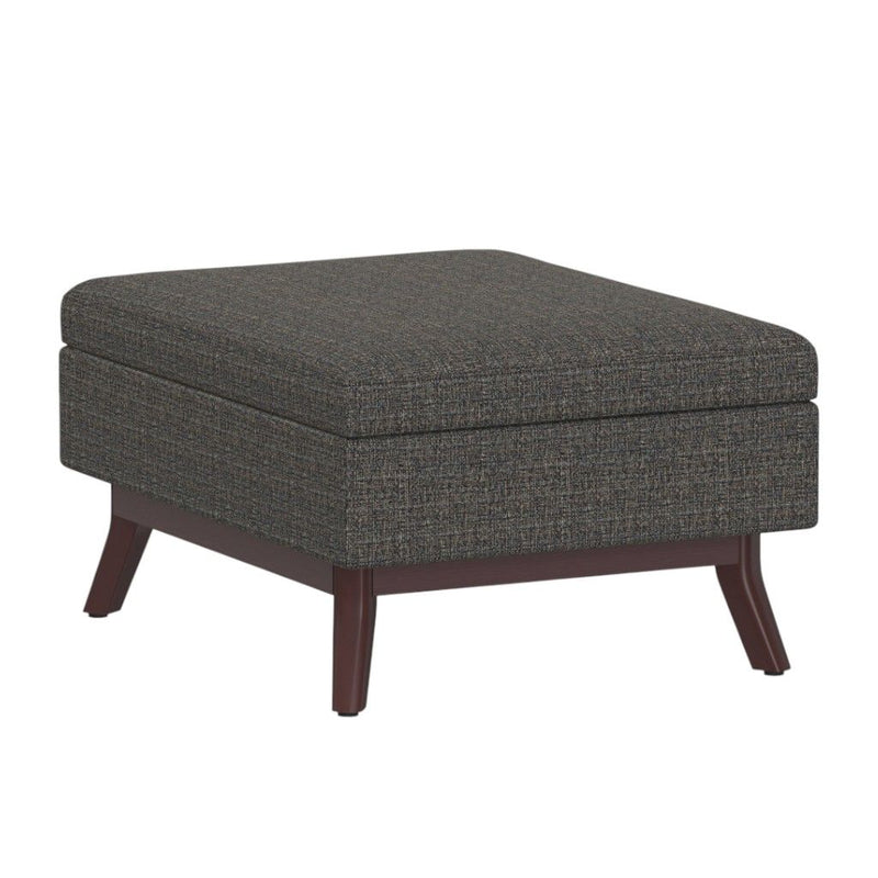 34" Ebony Fabric Cocktail Ottoman With Storage - Brown