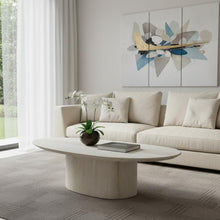 Load image into Gallery viewer, Marble Oval Pedestal Coffee Table - Beige
