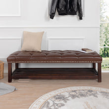 Load image into Gallery viewer, Bedroom End Of Bed Bench Tufted Upholstered End Of Bed Bench End Of Bed Entrance Shoe Bench With Nailhead Trim And Shelf Bedroom Upholstered Bench Living Room Shoe Rack Footstool
