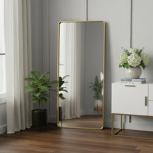 Load image into Gallery viewer, Freestanding Aluminum Ornate Framed Accent Mirror - Gold
