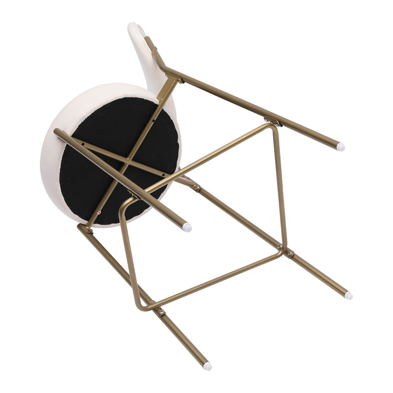 Velvet Metal Low Back Bar Height Bar Chairs (Set of 2) - White / Gold