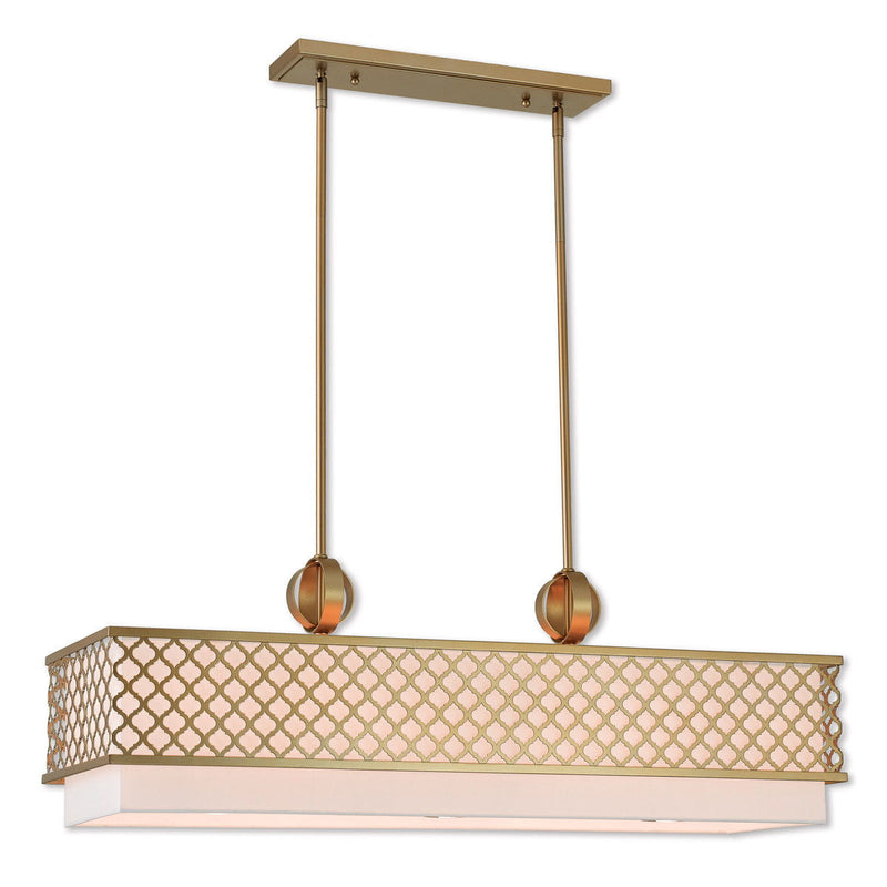Nine Light Dimmable Chandelier With Shades - Gold / Off White