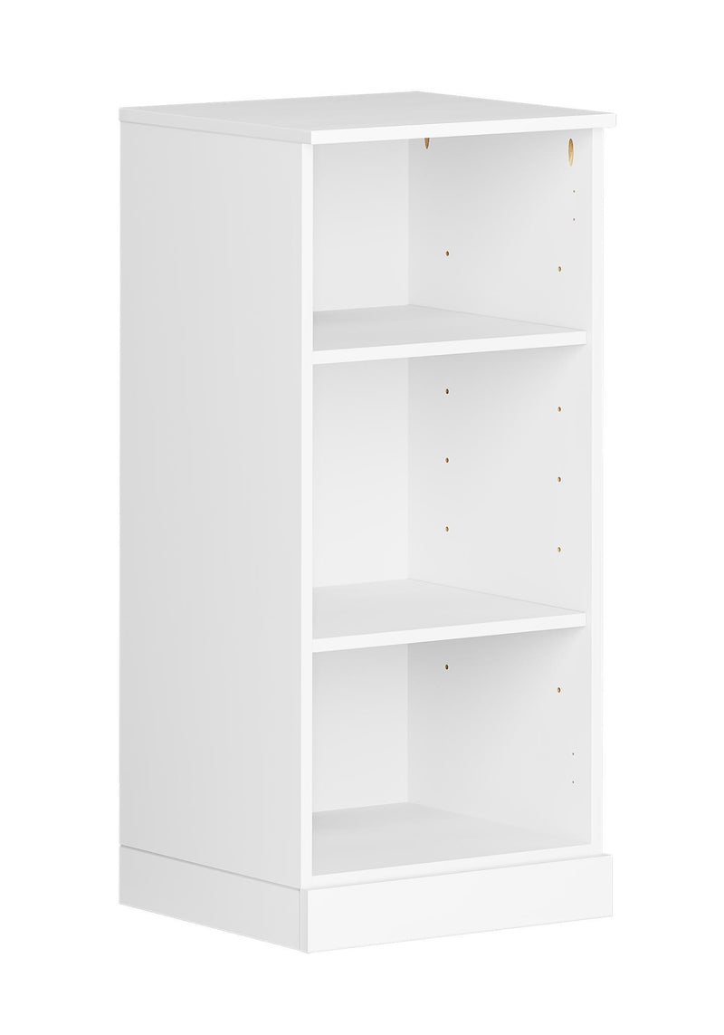 Solid Wood Adjustable Three Tier Library Bookcase - White