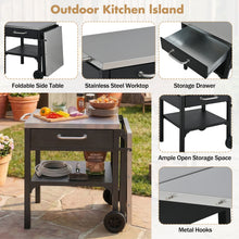 Load image into Gallery viewer, Foldable Outdoor Kitchen Cart With Storage For Patio

