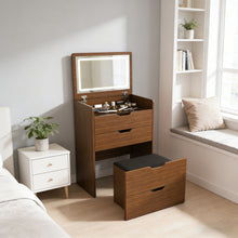 Load image into Gallery viewer, Vanity Desk With Lighted Mirror &amp; Stool
