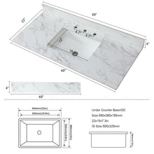 Load image into Gallery viewer, Elegant Sintered Stone Bathroom Vanity Top With Rectangular Undermount Ceramic Sink

