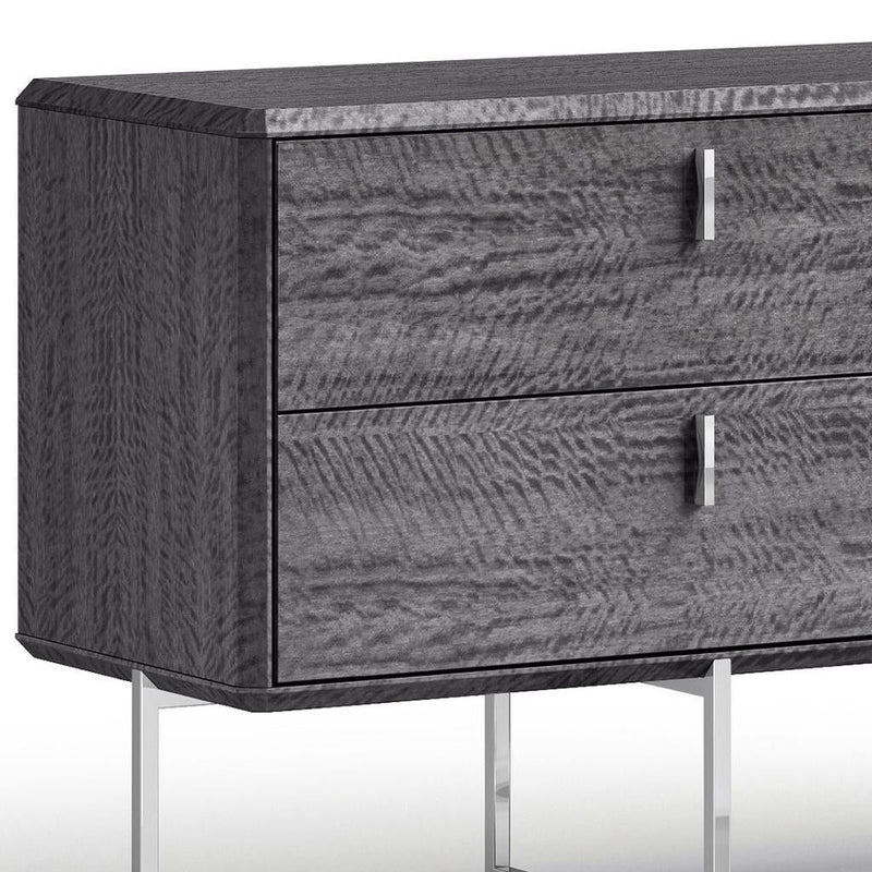 70" Wood Four Drawer Double Dresser - Gray