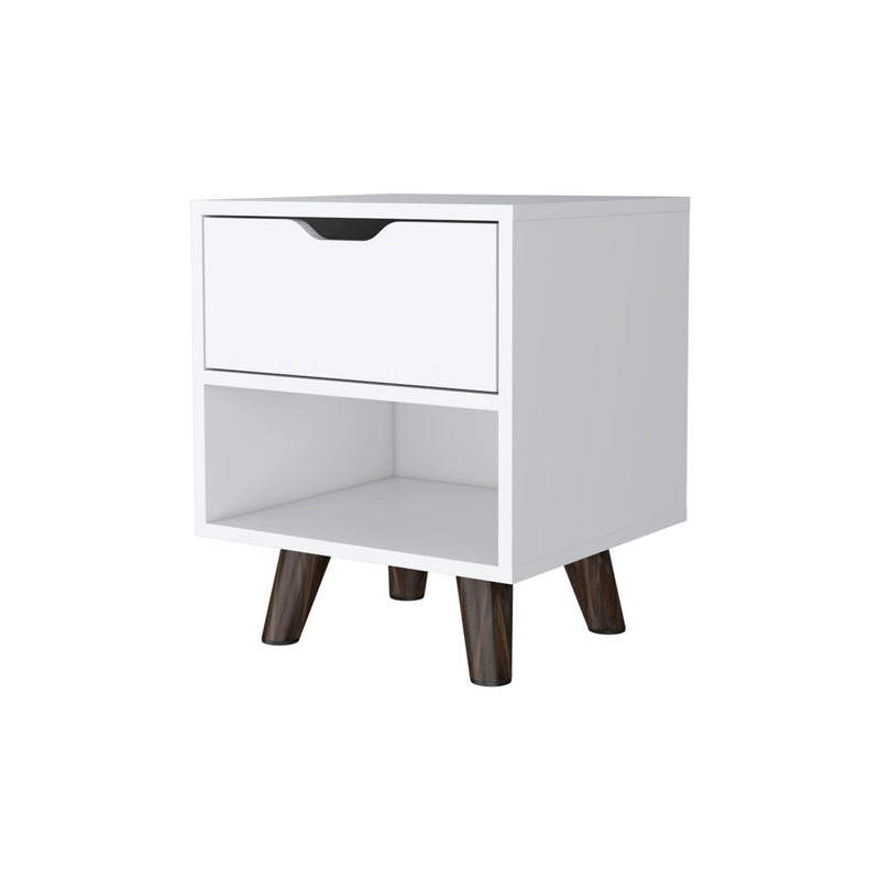 19" One Drawer Faux Wood Nightstand - White