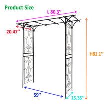 Load image into Gallery viewer, Metal Garden Arch Climbing Plants Support Rose Arch Outdoor - Black
