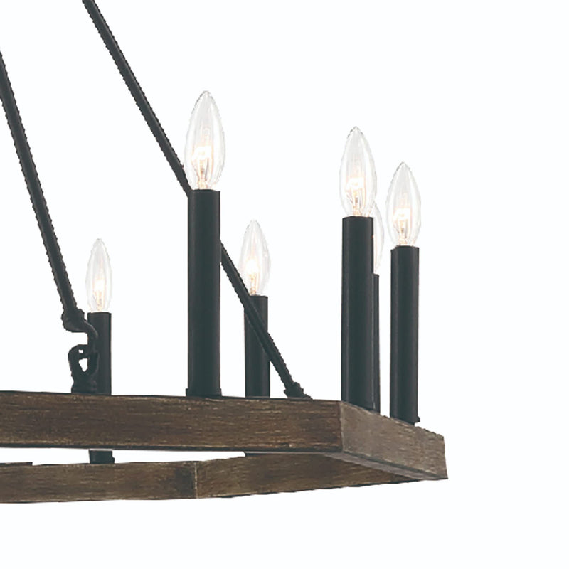 40" Candle Style Multi Light Metal Dimmable Chandelier - Brown / Black