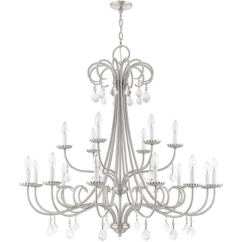 41'' Multi Light Dimmable Chandelier With Shades - Nickel