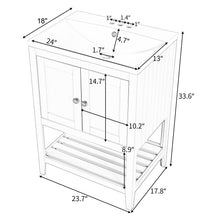 Load image into Gallery viewer, Modern Sleek Bathroom Vanity Elegant Ceramic Sink With Solid Wood Frame Open Style Shelf - White

