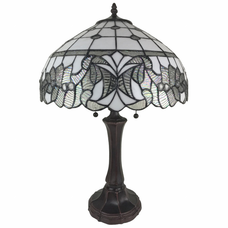 23" Metal Two Light Candlestick Vintage Look Table Lamp With White Shade - Dark Brown