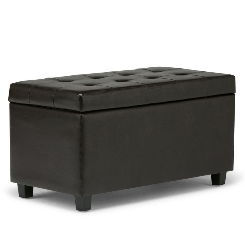 Transitional Upholstery Storage Ottoman - Dark Brown / Brown