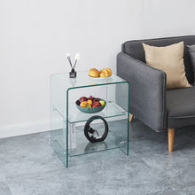 Load image into Gallery viewer, Tempered Clear Bent Glass Side Table Sofa Table, Multi Purpose Use, Premium Tempered Glass - Transparent
