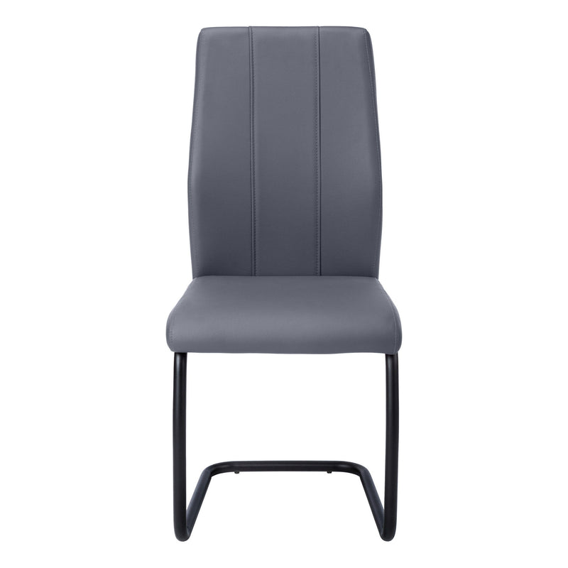 Upholstered Faux Leather Dining Side Chairs (Set of 2) - Gray / Black