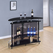 Load image into Gallery viewer, Strick &amp; Bolton - Freestanding Glass Top Home Bar Wine Cabinet With Panels - Black
