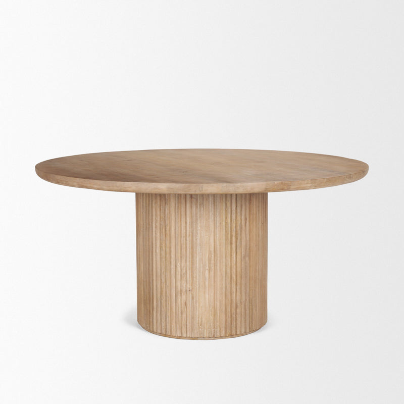 Solid Wood Pedestal Base Round Top Dining Table (727870) - Brown