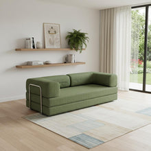 Load image into Gallery viewer, Corduroy Convertible Futon Sleeper Sofa - Green
